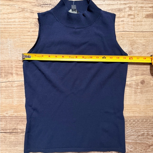 Ann Taylor Navy Blue Sleeveless Mock Neck Sweater Top Petite Small - Picture 3 of 4